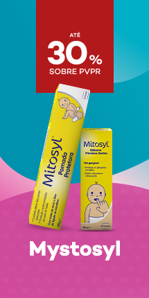 Marca Mitosyl com destaque promocional de até 30% sobre preço de Venda ao Público Recomendado